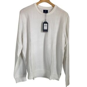 Ben Sherman Mens Crewneck Sweater Ivory Textured Knit BS33SR060 Size 2XL NEW